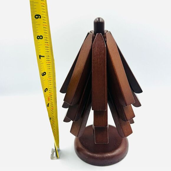 New Wooden Trivets Insulation Pad Tree Shape Set Coasters Holiday Christmas - Picture 8 of 11